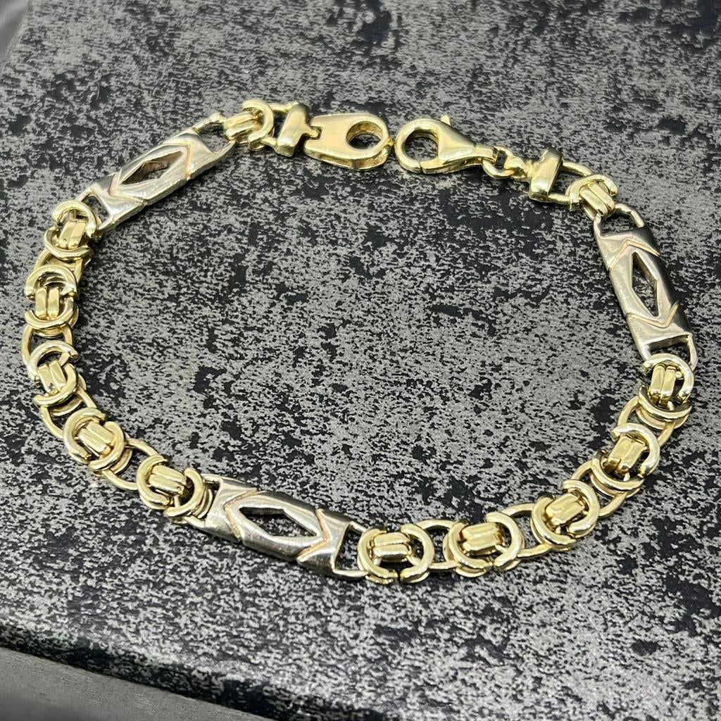 14k gouden armband massief koningsschakel, Ophalen of Verzenden, Nieuw, Goud