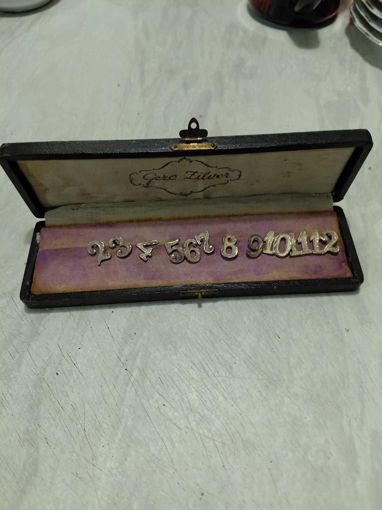 Vintage Gero alpaca zilver Tafelnummer Set, Antiek en Kunst, Ophalen of Verzenden, Zilver