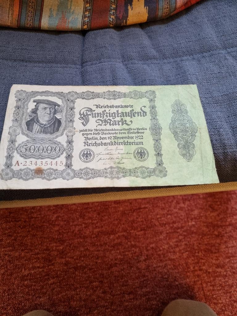 Duitsland: een fraai 50.000 Mark bankbiljet uit 1922., Ophalen of Verzenden, Duitsland, Los biljet
