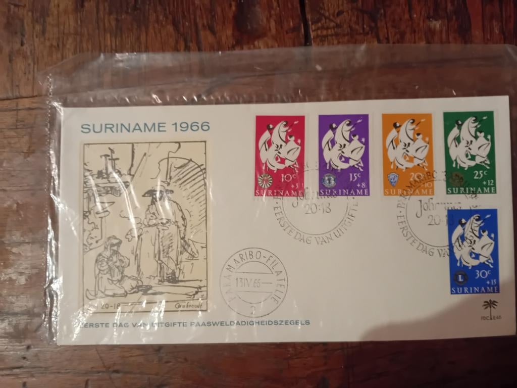 Suriname 1966 Eerste Dag Envelop, Postzegels en Munten, Ophalen of Verzenden, Envelop