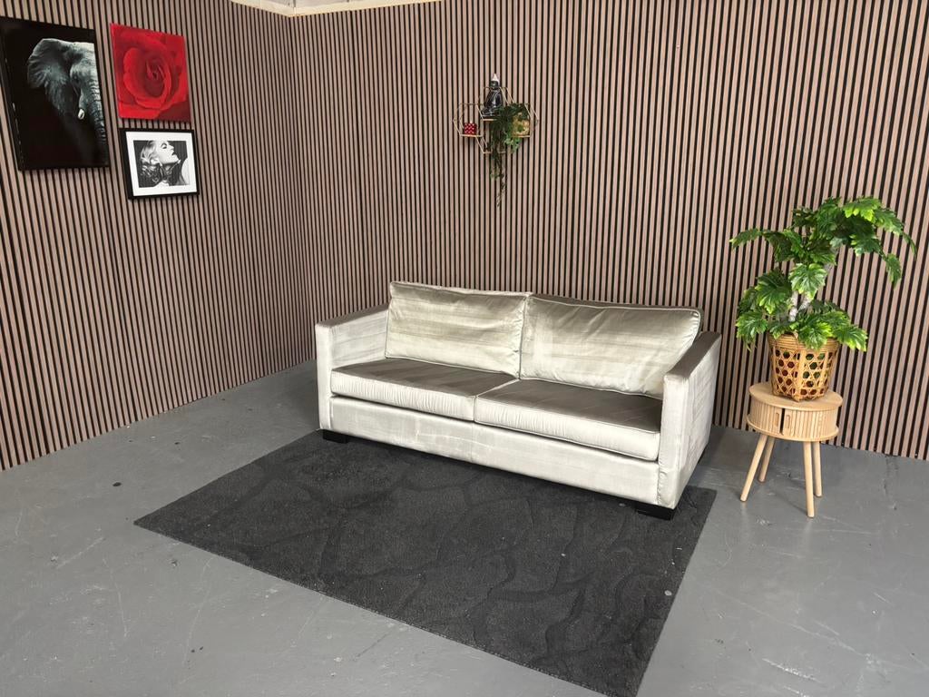 GRATIS LEVERING Velvet 2zits Bank Zilver 205x90 GEREINIGD, Tweepersoons, 75 tot 100 cm, Ophalen of Verzenden, Zo goed als nieuw