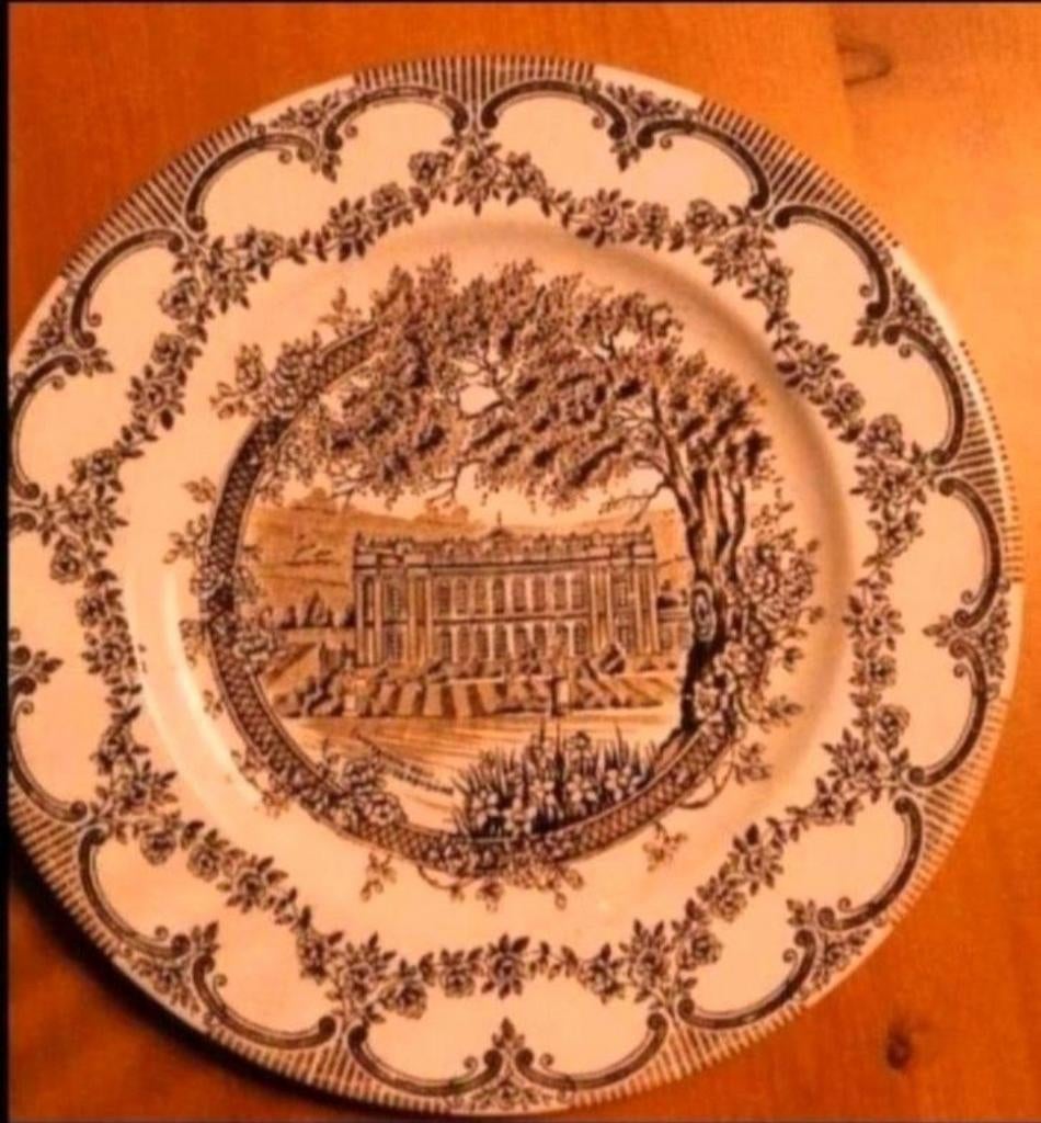 Antiek bord met Chatsworth House afbeelding, Ophalen of Verzenden