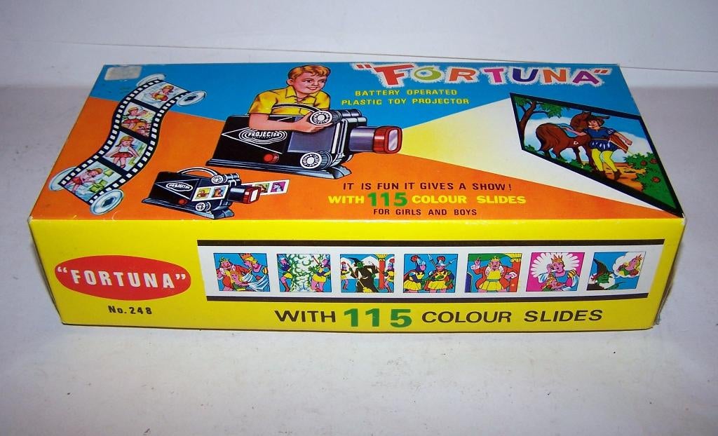 Vintage Fortuna No. 248 plastic speelgoedprojector in ovp., Antiek en Kunst, Ophalen of Verzenden