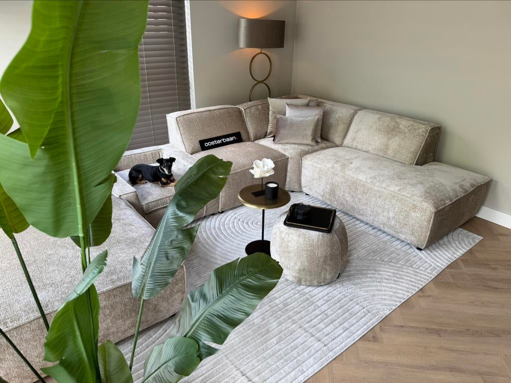 Luxe Velvet Teddy U-bank Richard + Dog Option 190x370x240cm, Info@oosterbaanwonen.nl, Venus 31 8448CE Heerenveen, Hoekbank, Oosterbaan Wonen