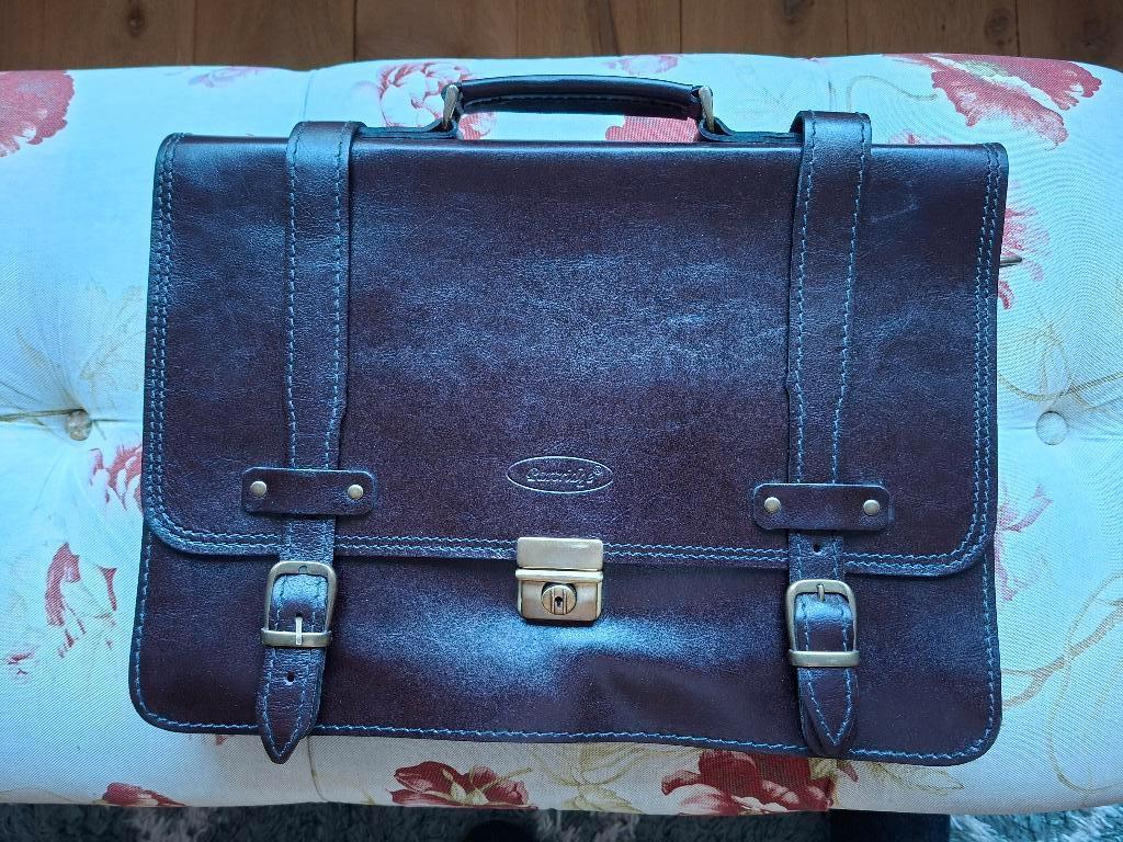 Nieuwe lederen Partridge aktetas, Sieraden, Tassen en Uiterlijk, 40 tot 60 cm, Bruin, Nieuw, Minder dan 35 cm