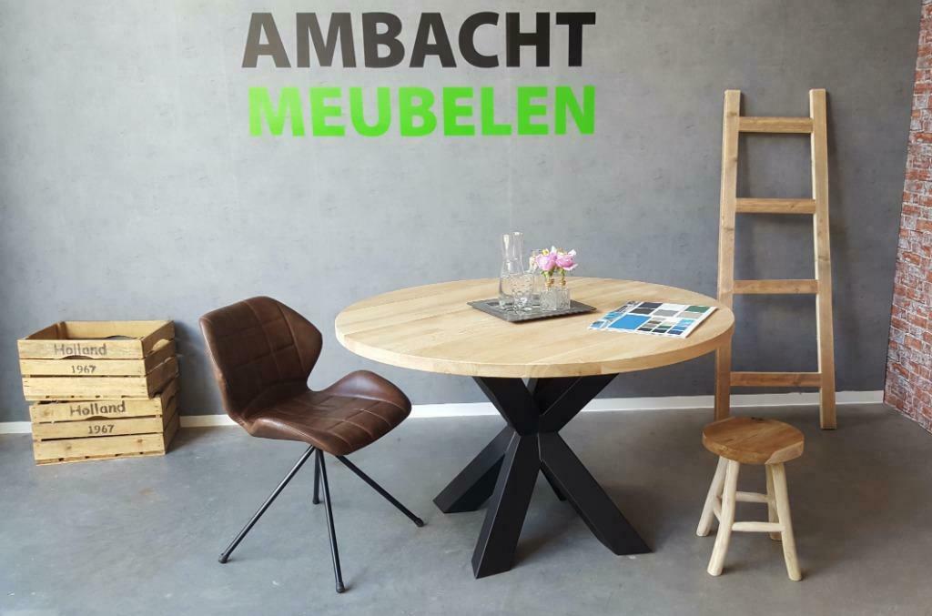 Ronde Eikentafels Eettafel Rond Massief Hout tafel Tafels, Grenenhout, Rond, Nieuw, Eikenhout Massief