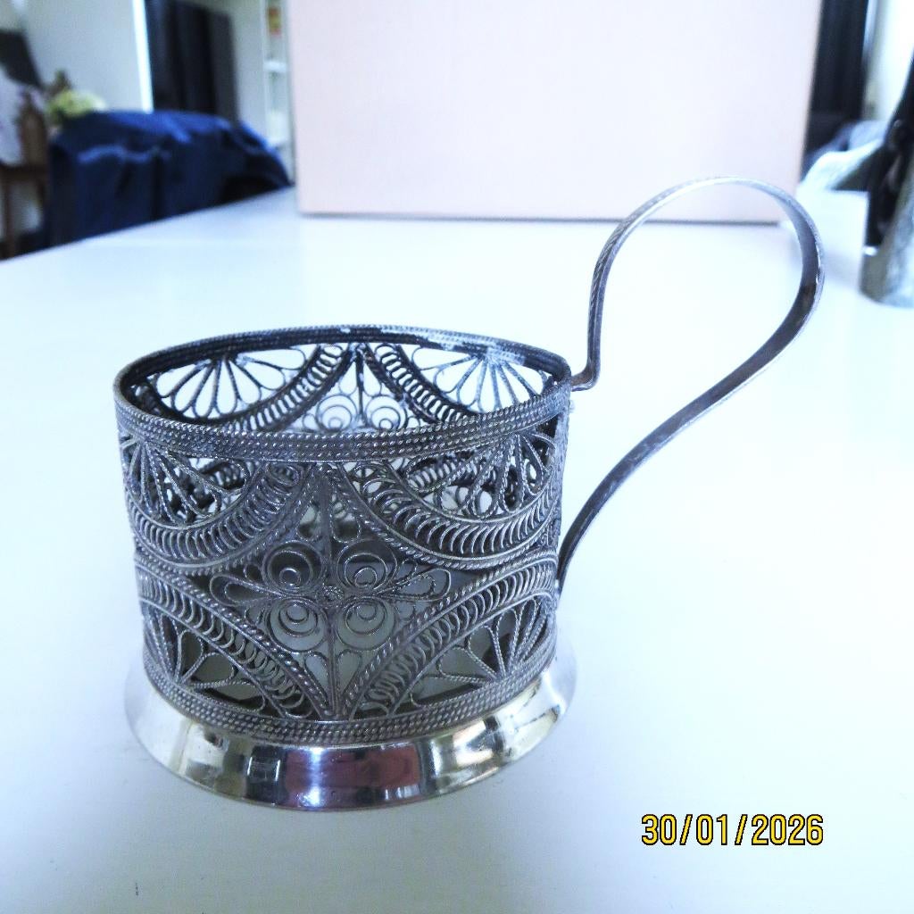Oude jampot houder, Ophalen of Verzenden, Zilver