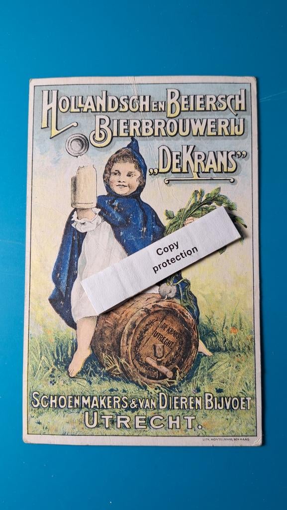 Bier Bierbottelarij De Krans Utrecht prijscourant kaart, Ophalen of Verzenden