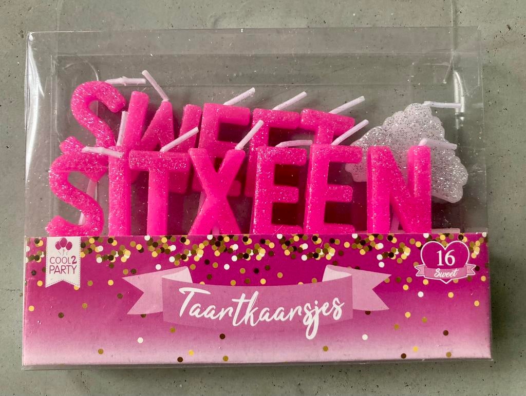 Sweet sixteen kaarjes roze, Ophalen, Overige materialen, Overige kleuren, Nieuw