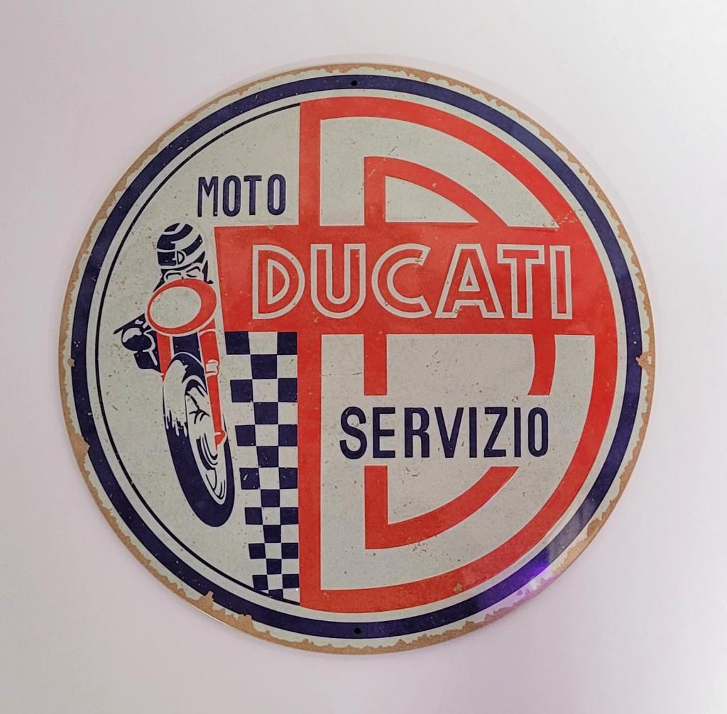Ducati Servizio motor rond relief reclamebord van metaal, Ophalen of Verzenden, Nieuw, Auto's