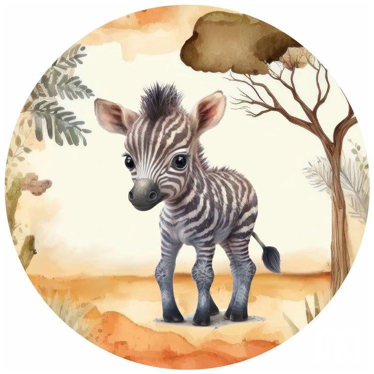 Baby Jungledieren zelfklevende Muurcirkel Zebra - Nijlpaard, Verzenden, Nieuw, Wanddecoratie