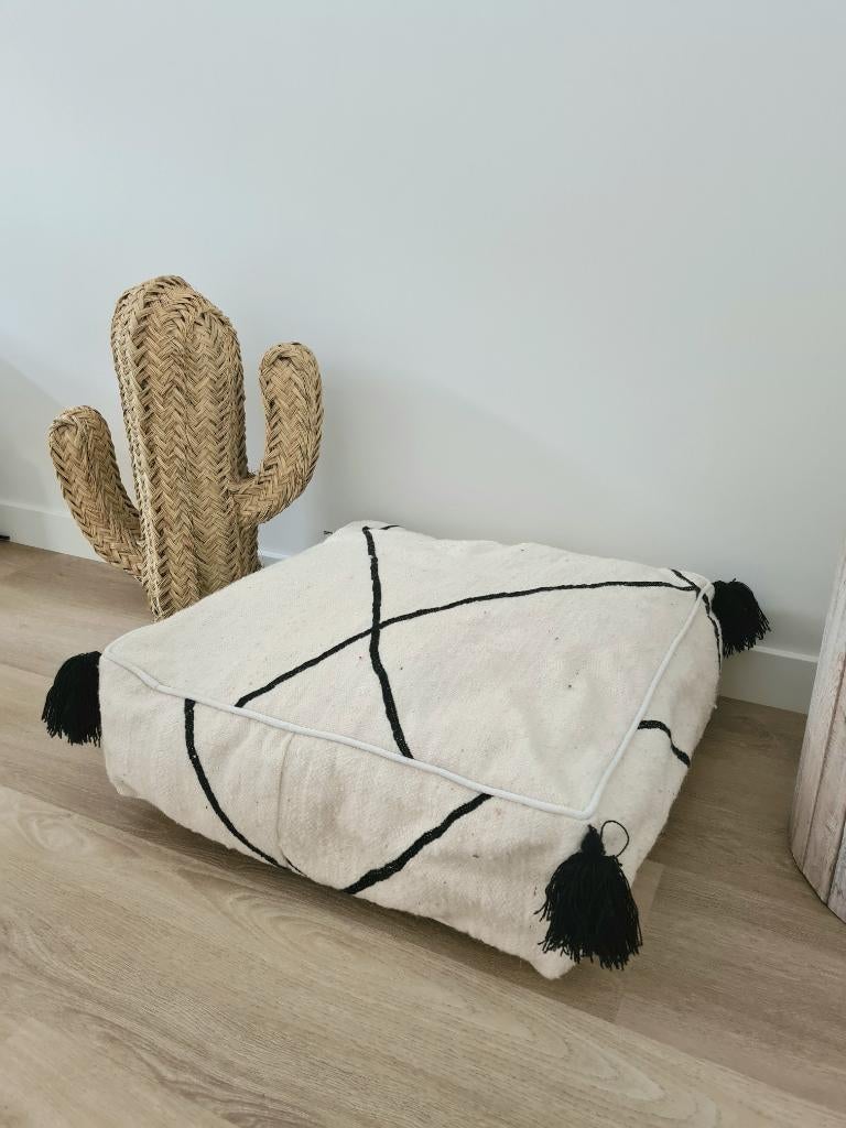 Marokkaanse poef Kilim 1 uit Marrakesh, Marrokaans, Ophalen of Verzenden, Tropical Home, 50 tot 75 cm