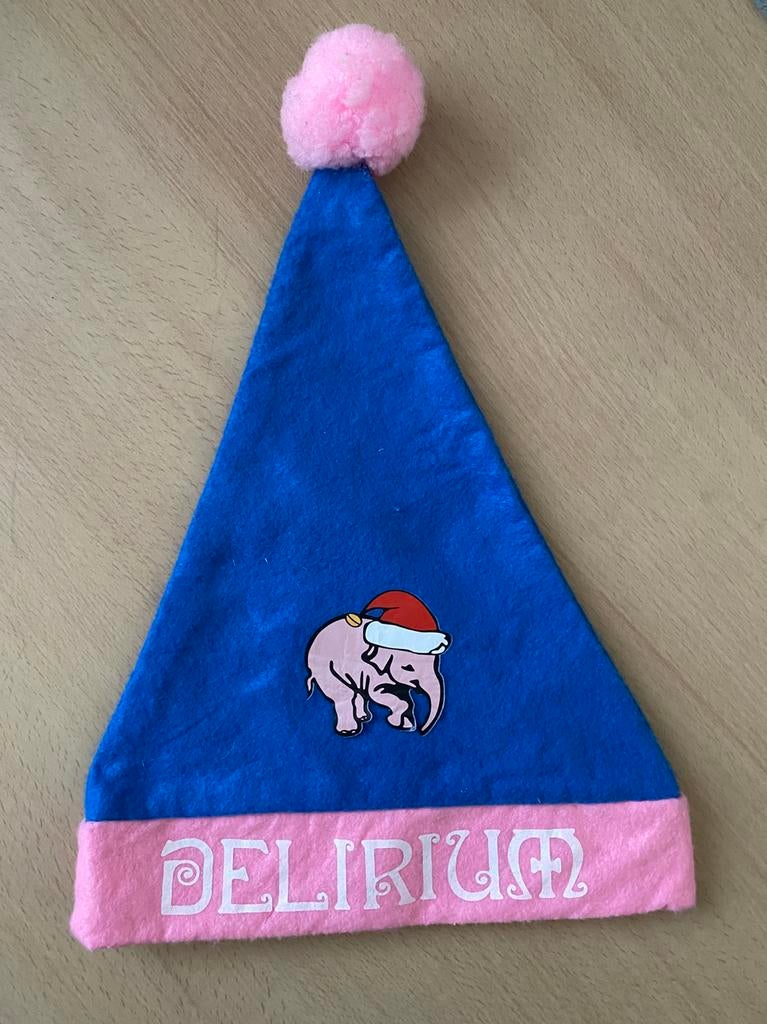 Delirium bier muts - kerst - blauw roze, Ophalen of Verzenden, Zo goed als nieuw, Glas of Glazen, Overige merken