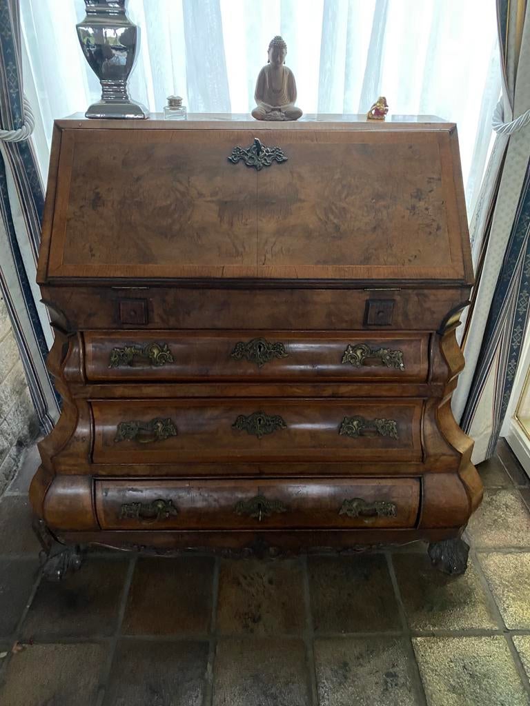 Antiek wortelnoten secretaire bureau ca. 1900, Ophalen of Verzenden