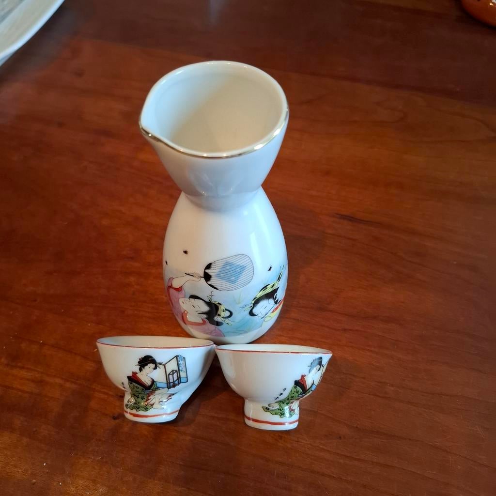 Sake Setje met Geisha Design, Ophalen of Verzenden