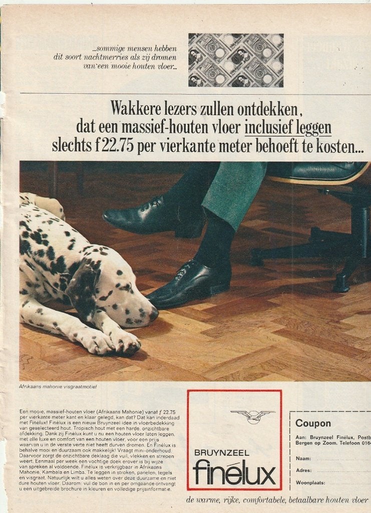 Retro reclame 1966 Bruynzeel Bergen op Zoom Dalmatiër hond, Verzenden, Overige typen