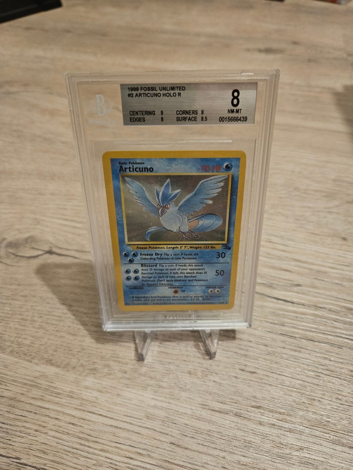 Pokémon Articuno Holo R 1999 Fossil Unlimited PSA 8, Hobby en Vrije tijd, Verzamelkaartspellen | Pokémon, Ophalen of Verzenden