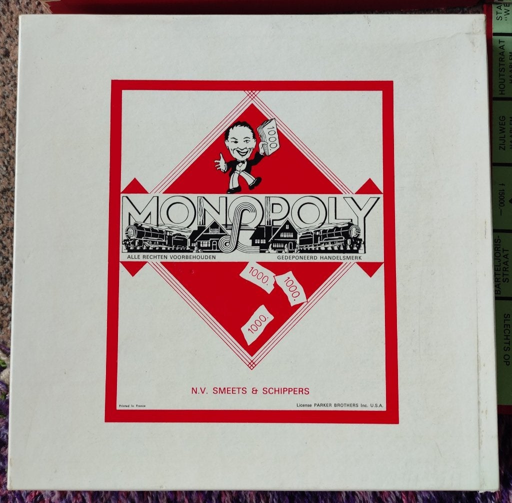 Monopoly spel PARKER monopolyspel in vierkante doos,guldens, Hobby en Vrije tijd, Een of twee spelers, Ophalen of Verzenden, Zo goed als nieuw