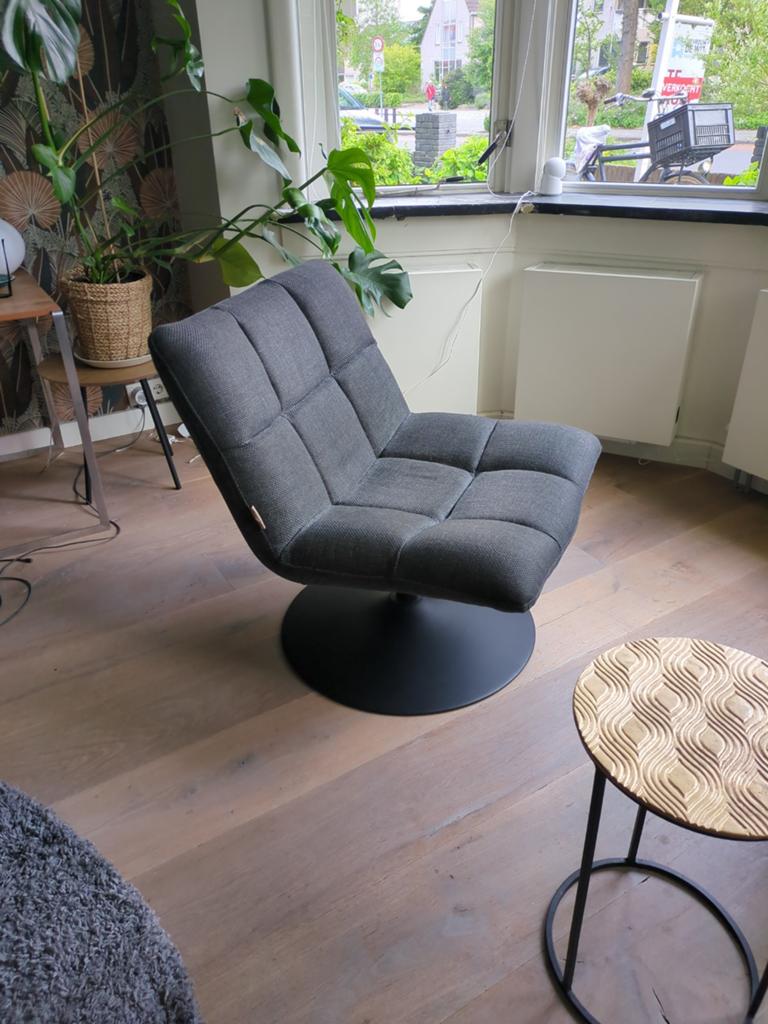 Dutchbone fauteuil, draaibaar, donkergrijs, Huis en Inrichting, Stoelen, Ophalen, Modern, Comfortabel, Zo goed als nieuw, Stof