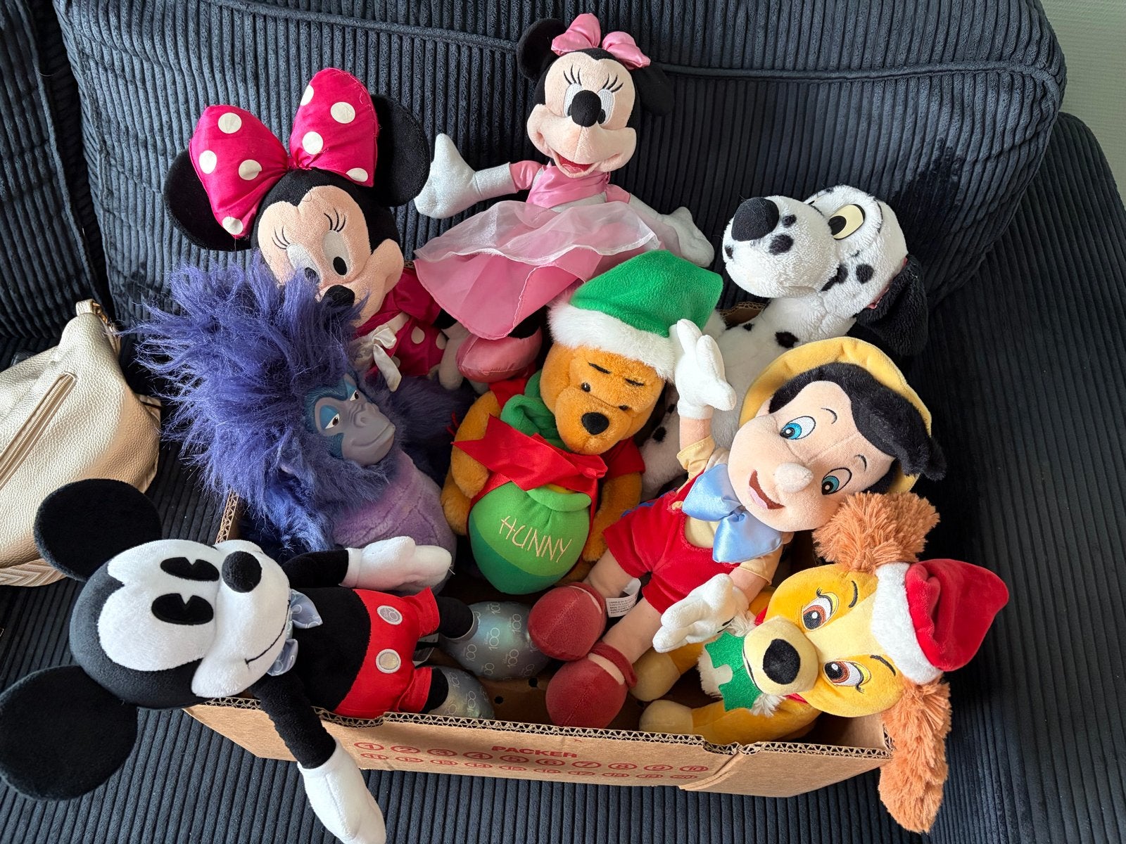 Grote collectie Disney knuffels: Mickey, Minnie, Winnie de P, Gebruikt, Disney, Zwart, Middelgroot (20 tot 80 cm)