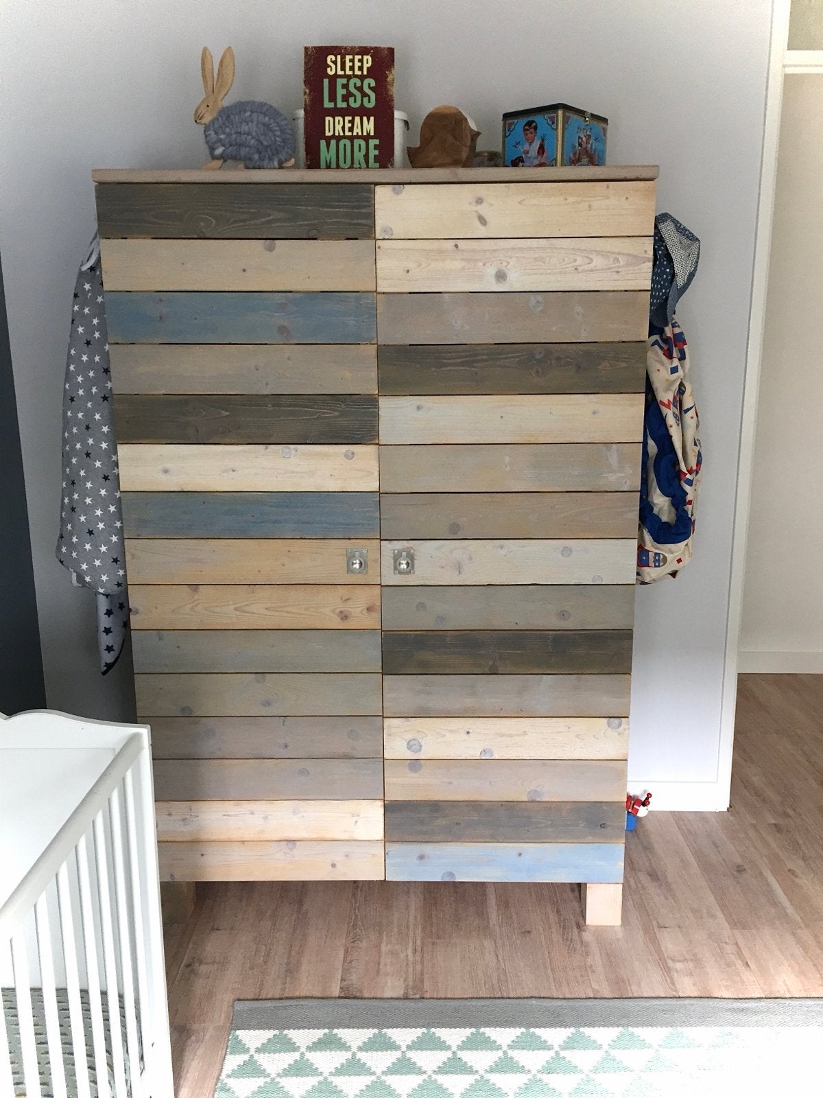 Massief steigerhouten kledingkast Kidsfactory, Ophalen, Gebruikt, 100 tot 150 cm, 150 tot 200 cm