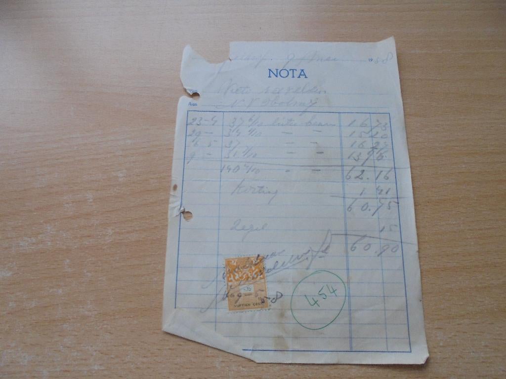 Nederland.  Enkele belastingzegels. los, rekening, kwitantie, Ophalen of Verzenden, Nederland