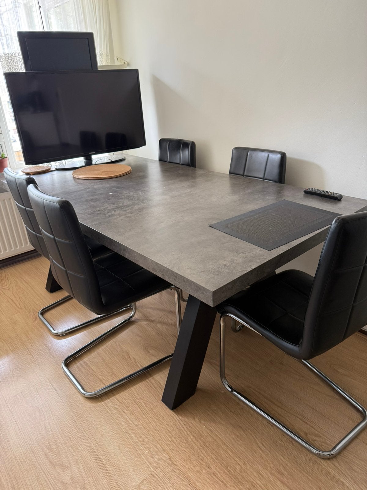 Eettafel met 6 stoelen, Ophalen, 100 tot 150 cm, 50 tot 100 cm, Zo goed als nieuw