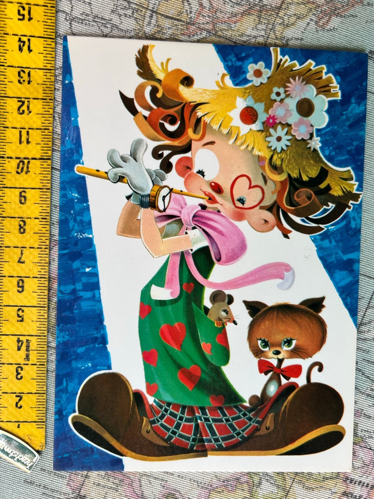A.122. Oude kinderkaart Clown poes fluit, Ophalen of Verzenden, 1980 tot heden