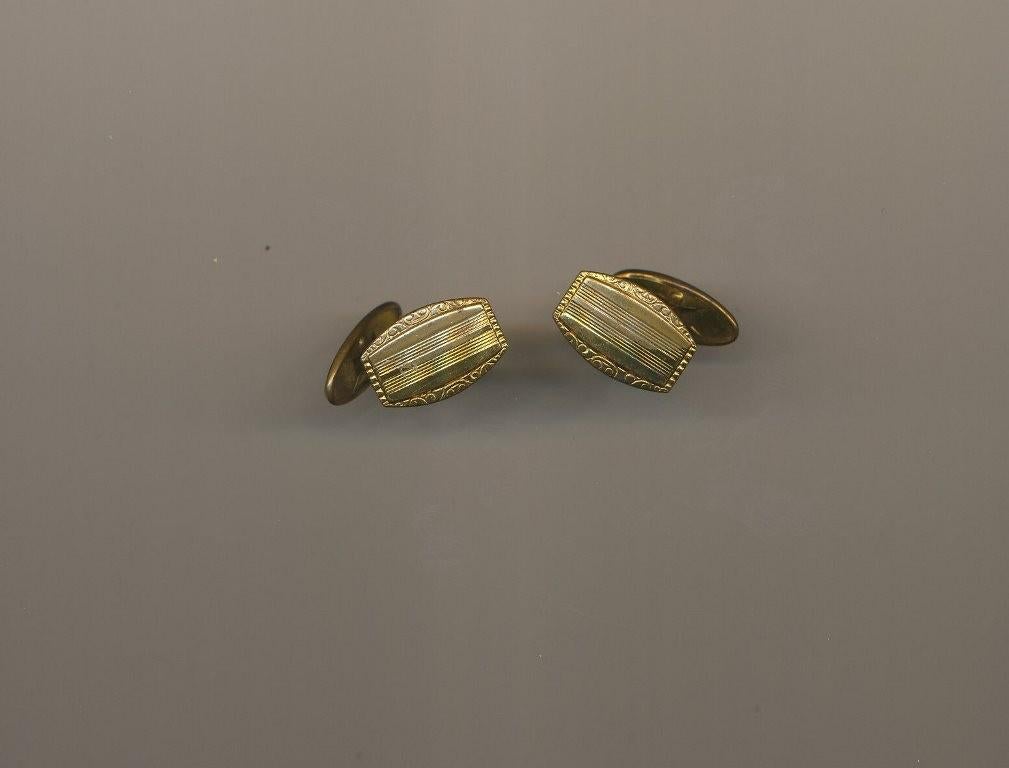 Vintage Art Deco Manchetknopen Goudkleurig, Verzenden, Gebruikt, Overige materialen, Verguld