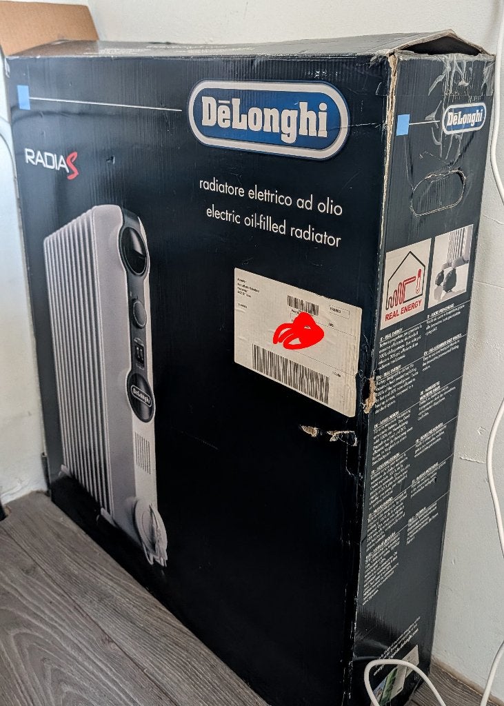 De'Longhi Olieradiator - TRRS1225 (2500W) - Inclusief Doos, Doe-het-zelf en Verbouw, Verwarming en Radiatoren, Ophalen, 30 tot 80 cm