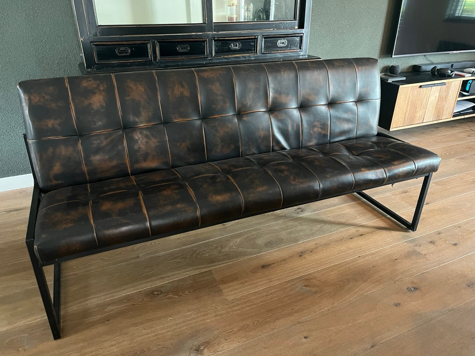Eettafel bank 185 cm lang, Ophalen, Gebruikt, Minder dan 75 cm, 150 tot 200 cm
