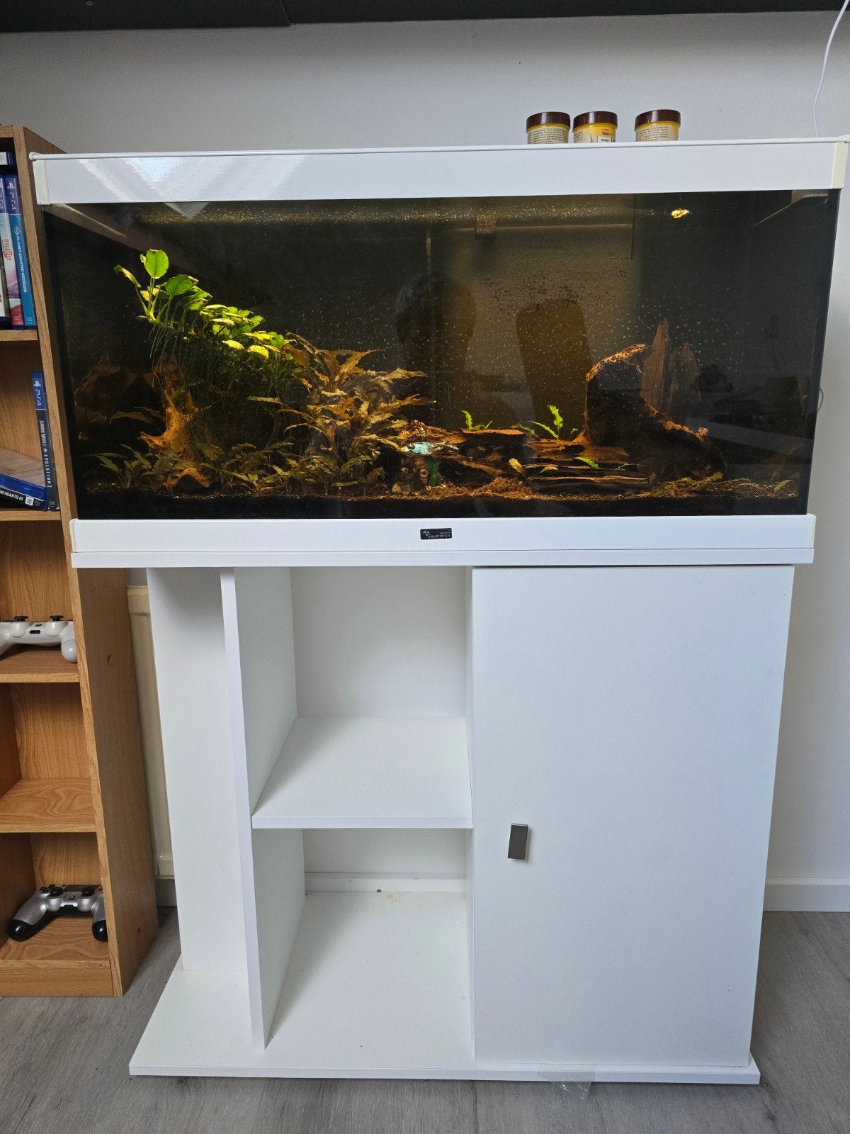 Aquatlantis Elegance Expert 80 wit aquarium met kast, Dieren en Toebehoren, Vissen | Aquaria en Toebehoren, Ophalen, Inclusief deksel