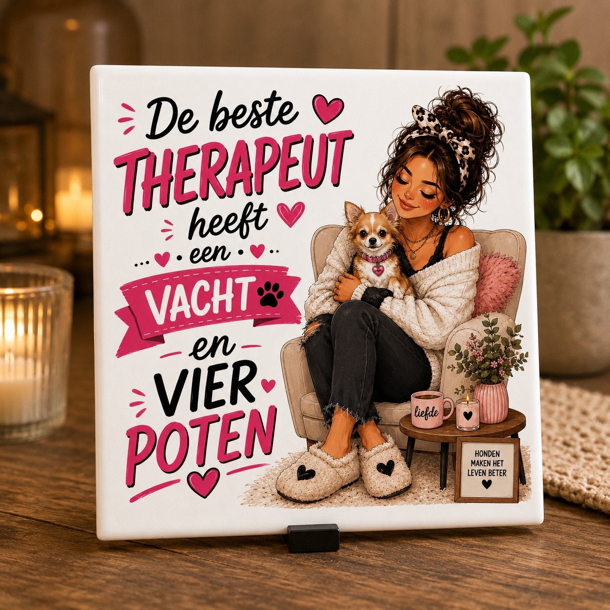 Decoratieve Tegel met Dierenthema en Tekst, Ophalen of Verzenden, Nieuw