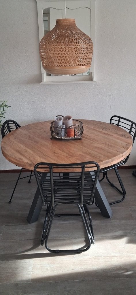 mangohouten eettafel inclusief 4 stoelen