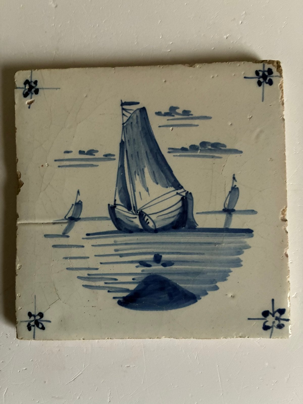 Antieke tegel Harlingen omstreeks 1850 in 13x13 cm, Ophalen of Verzenden