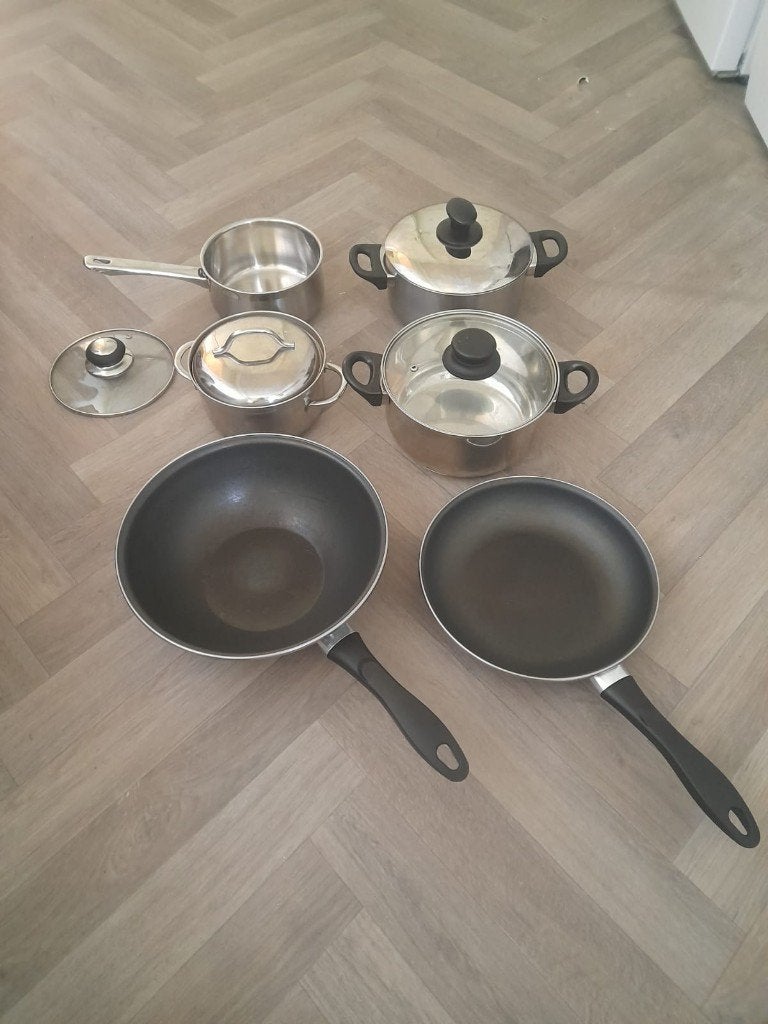 Pannenset Gasfornuis, Ophalen, Gebruikt, Pannenset, Rvs