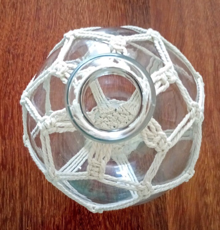 Glazen pot met macramé. Erg leuk!!!!, Ophalen of Verzenden, Nieuw