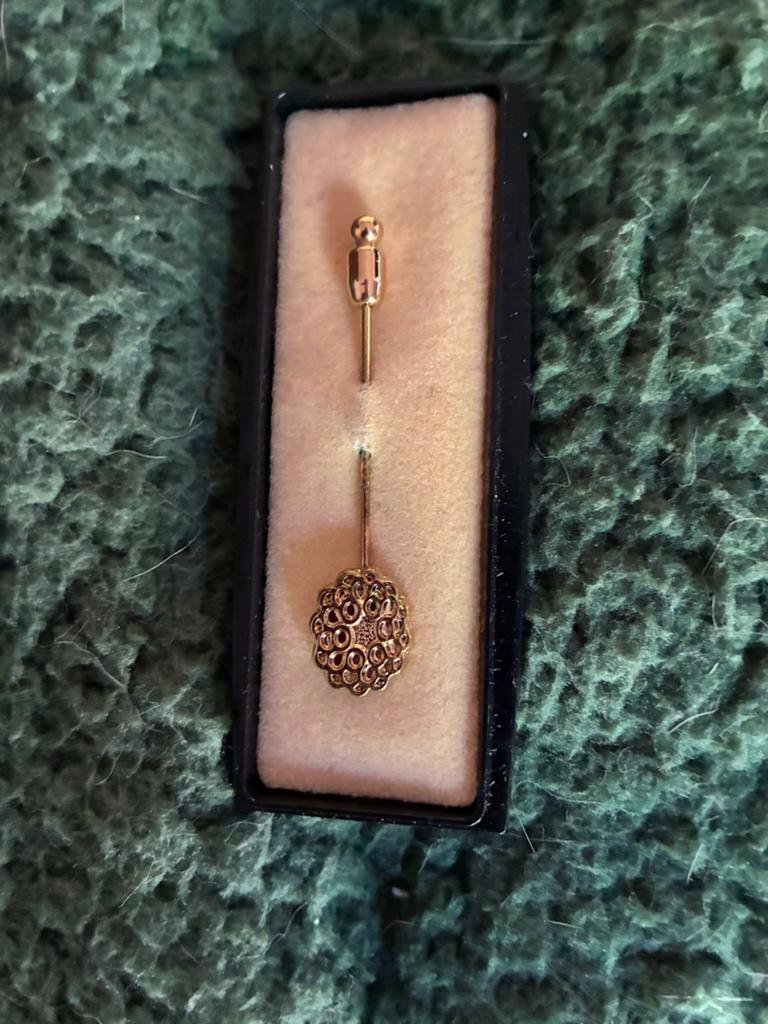 Vintage Gouden Reversspeld met Bloemmotief, Ophalen, Overige materialen, 4 tot 7 cm, Zo goed als nieuw