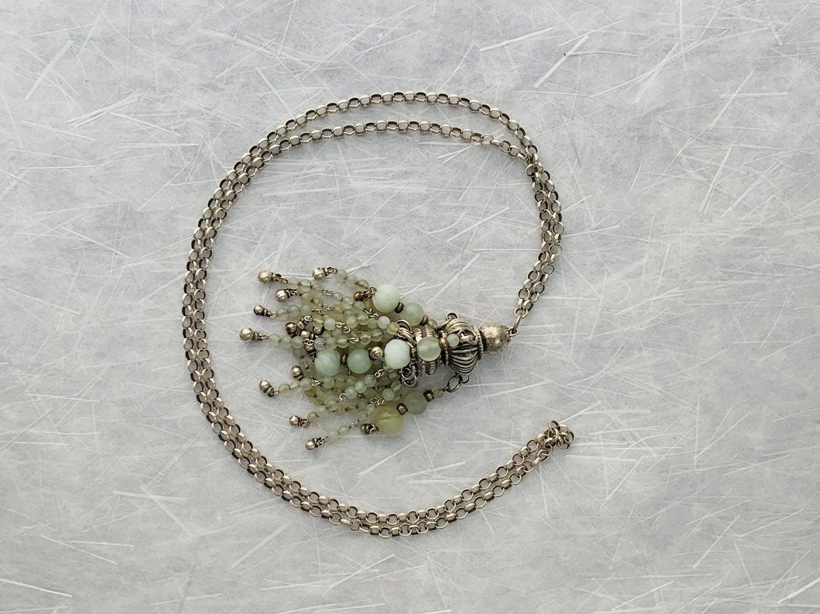 Oud zilveren jasseron ketting met oosterse tassel-hanger, Ophalen of Verzenden, Zilver