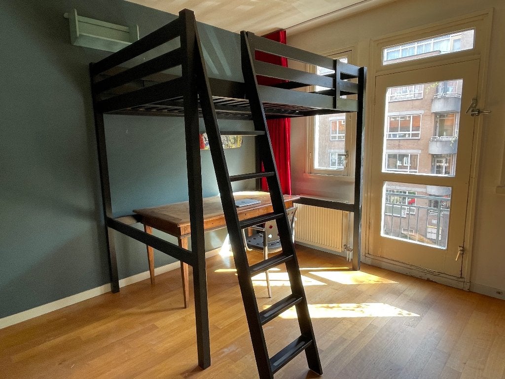 IKEA STORÅ Frame hoogslaper, zwart, 140x200 cm, Ophalen, Gebruikt, Hoogslaper, Tweepersoons