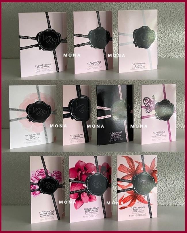 Flowerbomb set 10 parfum samples proefjes testers monsters, Sieraden, Tassen en Uiterlijk, Uiterlijk | Parfum, Verzenden, Nieuw