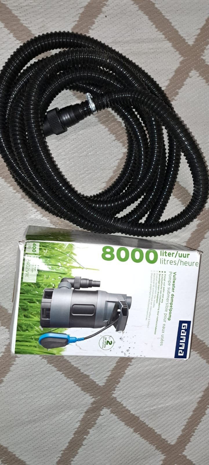 Gamma dompelpomp 8000 liter/uur met slang, Ophalen of Verzenden, Zo goed als nieuw, Elektrisch, Dompelpomp