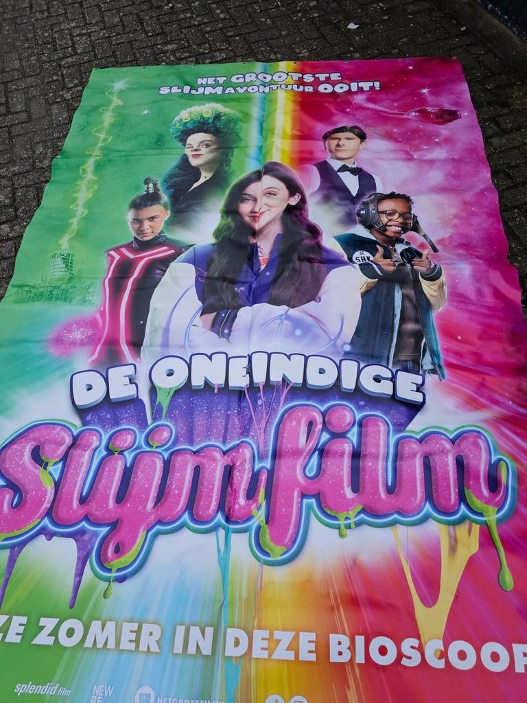 Bioscoop banner 'De Oneindige Slijmfilm', Ophalen of Verzenden