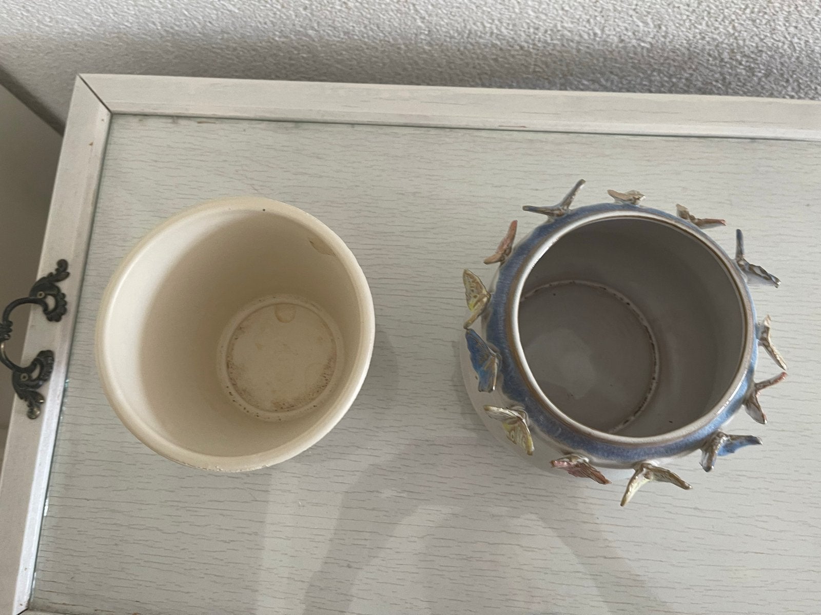 Decoratieve potten met vlinders - Set van 2, Ophalen of Verzenden