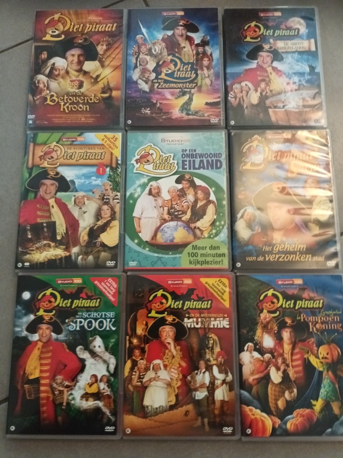 9 dvds Piet Piraat studio 100, Alle leeftijden, Ophalen of Verzenden, Zo goed als nieuw, Overige typen