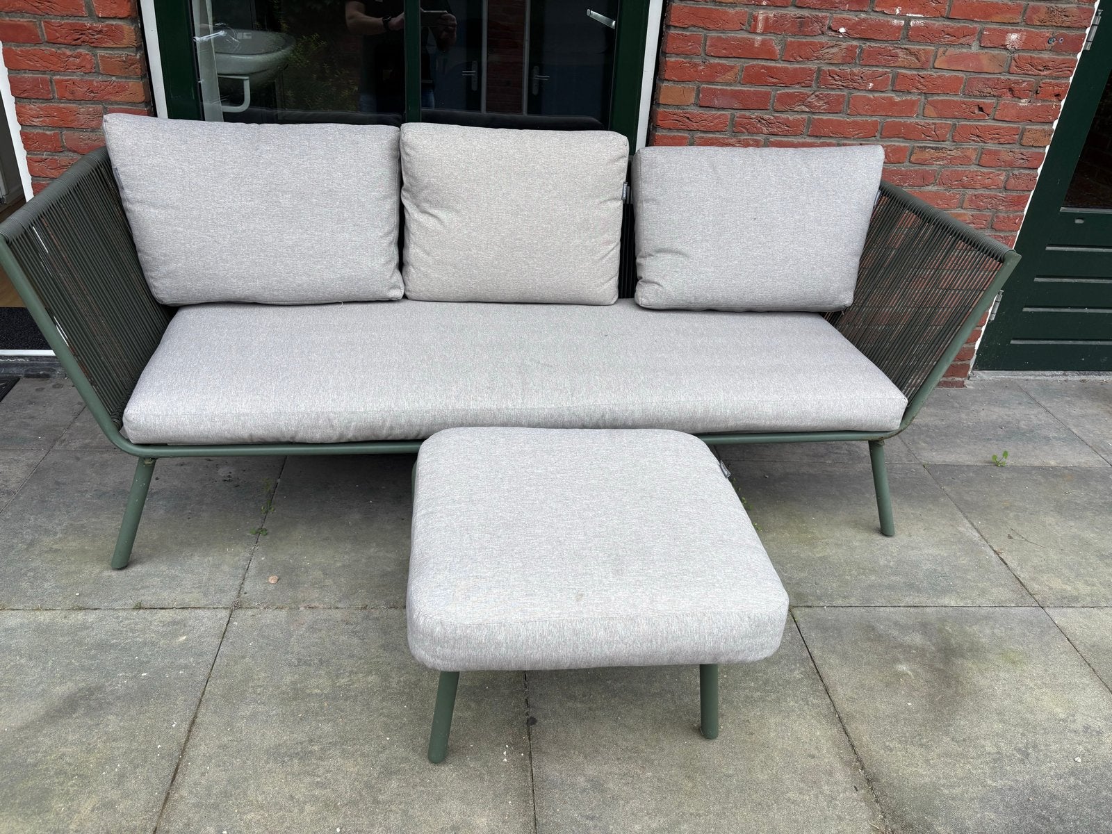 3-zits bank van Intratuin met hocker, Tuin en Terras, Ophalen, Gebruikt, 3 zitplaatsen, Loungeset