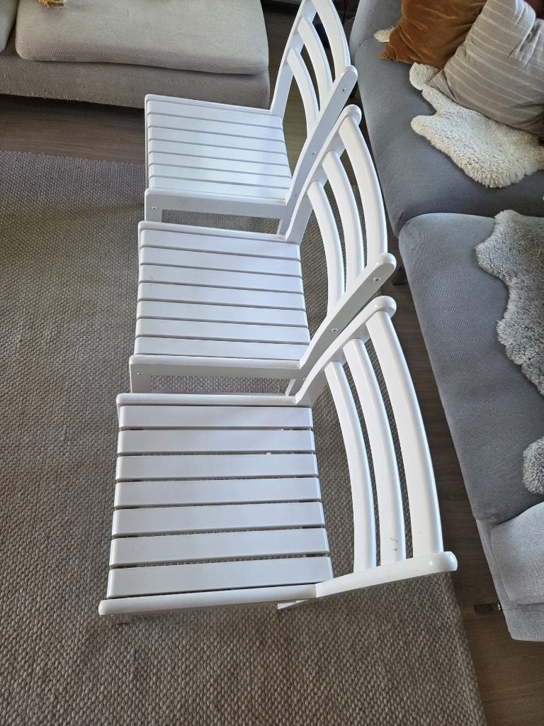 Drie houten stoelen te koop, Huis en Inrichting, Ophalen, Gebruikt, Drie, Wit