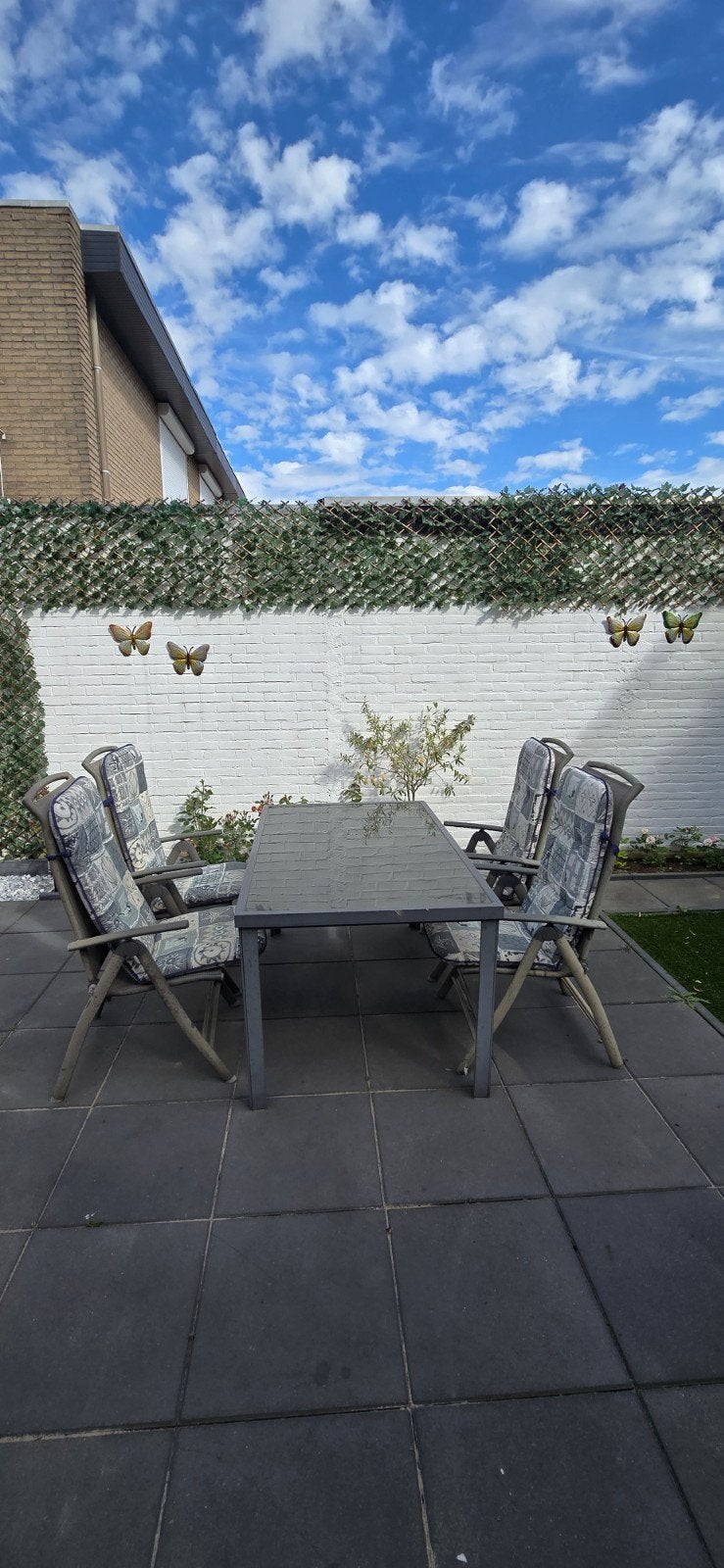 Complete tuinset met tafel en 6 verstelbare stoelen, 4 zitplaatsen, Gebruikt, Aluminium, Ophalen of Verzenden