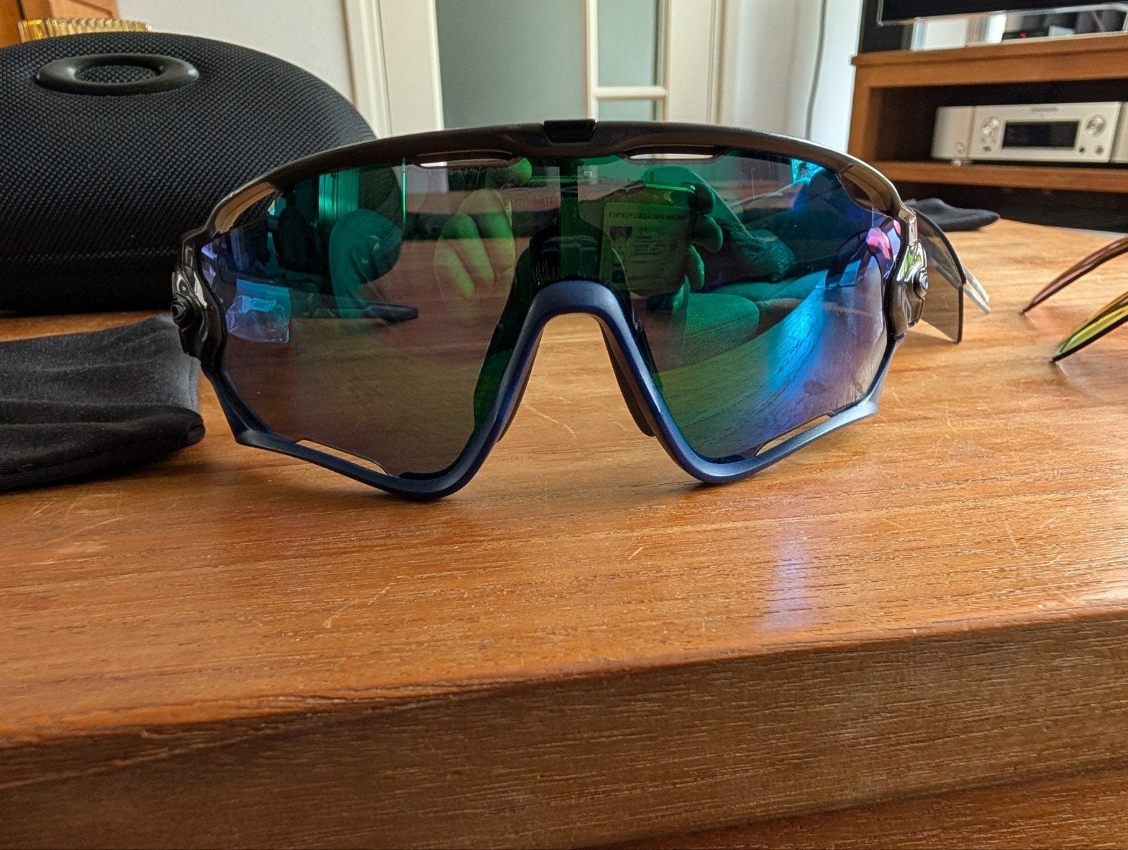 Oakley Jawbreaker met extra Lenzen, Gebruikt, Zonnebril, Blauw, Ophalen of Verzenden