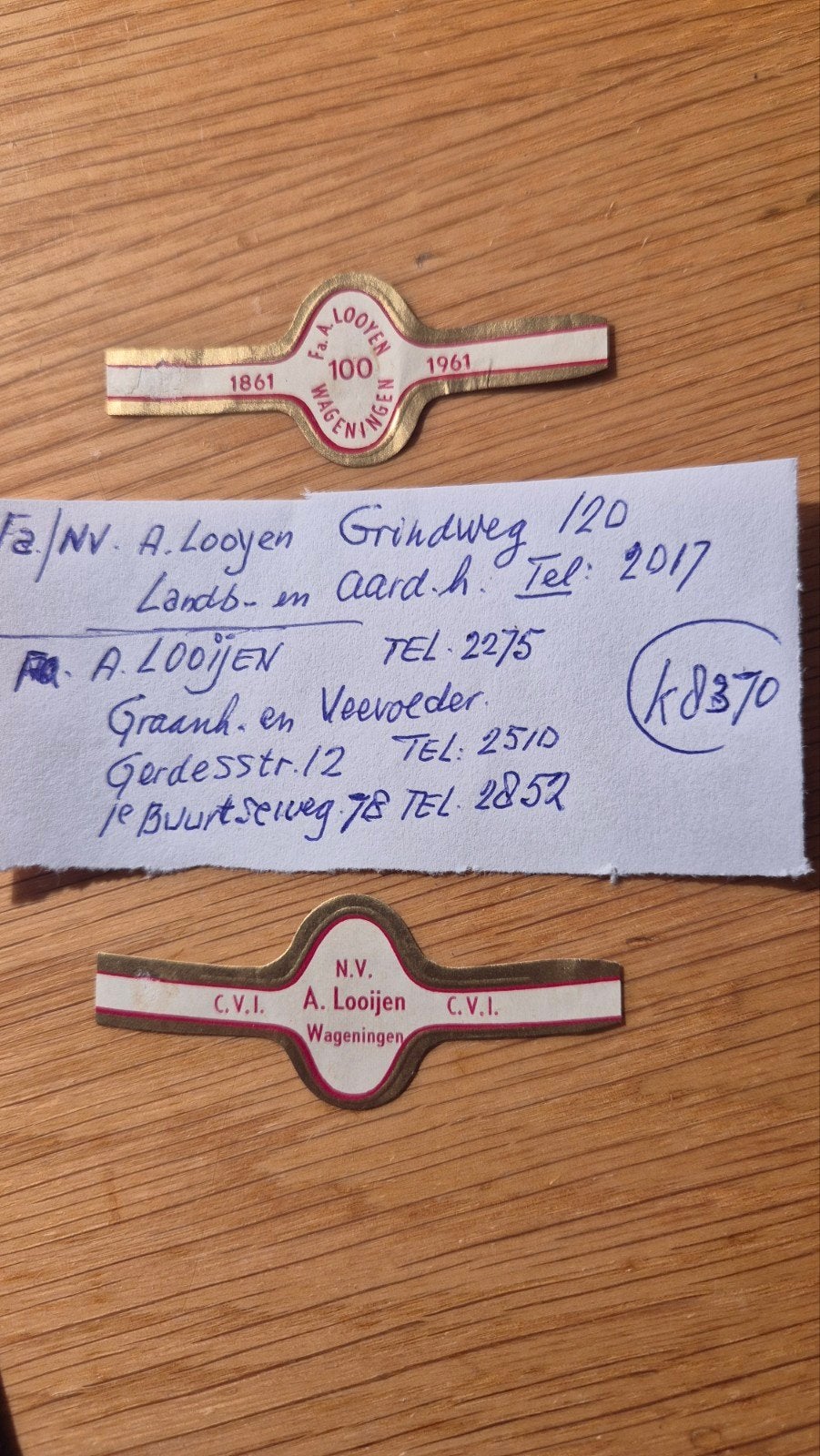 Sigarenbanden WAGENINGEN, Ophalen, Zo goed als nieuw, Sigarenbandjes